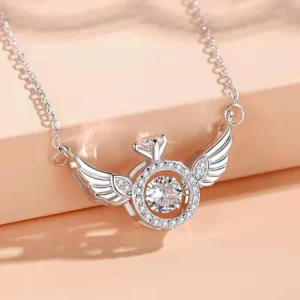 RENSINO Fashion Jewelry S925 Sterling Silver Angel Wings Pendant Women’s Luxury Heart Necklace Jewelry