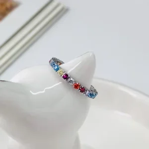 RENSINO Fashion Jewelry rainbow Zircon Personalized Price Wedding 925 Sterling Silver Rings
