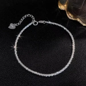 RENSINO Fashion Latest Model 925 Sterling Silver Shiny Chain Bracelet for Girls Jewelry