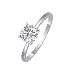 RENSINO Fashion Luxury 925 Sterling Silver Ring Set Moissanite GRA Certified for Bride’s Engagement Wedding 6.5mm 1ct Ring