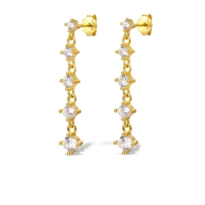 RENSINO Fashion Luxury Ins S925 Sterling Silver Zircon Earrings Gifts for Women Round Tassel Stud Earrings