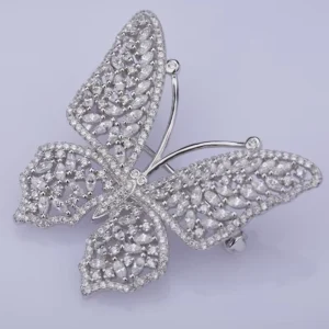 RENSINO Fashion Luxury Sterling Silver Custom Insect Animal Crystal Jewelry Butterfly Shaped Rhinestone Brooch