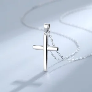 RENSINO Fashion Men Pendant Necklace Chain Christian Jewelry 925 Sterling Silver Religious Cross Necklace