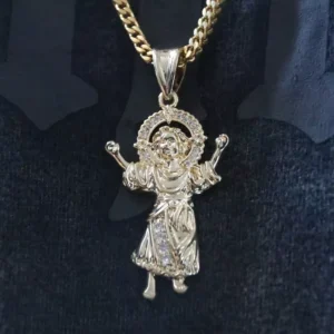 RENSINO Fashion Necklace Jewelry Sterling Silver Gold Plated Custom Catholic Jesus Pendant