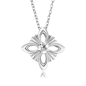 RENSINO Fashion Necklaces Custom Fine French Romantic Four Leaf Clover Pendant Necklace Silver Steel ZIRCON Moissanite Jewelry for Women