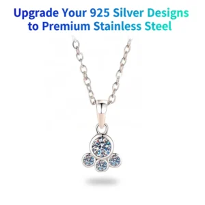 RENSINO Fashion Necklaces Custom Stylish Fine Jewelry Plata Silver Steel Puppy Claw Shape Zircon Moissanite Pendant Necklaces for Women