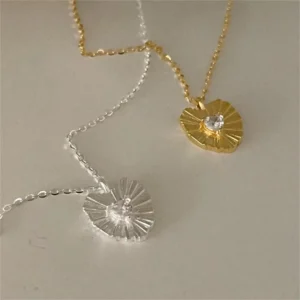 RENSINO Fashion New Design 925 Sterling Silver CZ Zircon Heart Pendant Necklace for Women Wear Jewelry Gift