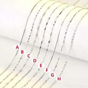RENSINO Fashion Original Silver Chains for Women Men White Gold 925 Sterling Silver Rope Chain Logo Necklace