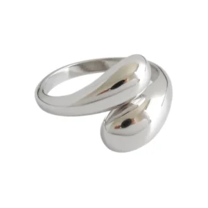 RENSINO Fashion Pure Silver Plain Surface Snake Shape Rings In Stock