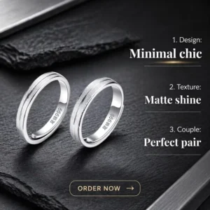 RENSINO Fashion Satin Workmanship Men Ring Simple Plain Band Solid Gold Plated Silver Couple Ring Luxury Jewelry