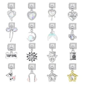 RENSINO Fashion Series Italian Charm Stainless Steel Jewelry Bracelet Making DIY Beads Gift Pendant Link Fit 9mm