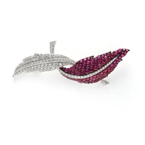 RENSINO Fashion Shining 925 Silver Cubic Zirconia Leaf Brooch Women Feather Brooch