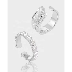 RENSINO Fashion Silver 925 Jewelry Factory Finger Open Adjustable Rings Irregular Zircon Silver 925 Ring for Women