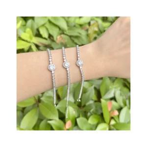 RENSINO Fashion Silver Diamond Charms Bracelet High Quality Zircon Link Chain Adjustable Couple Bracelet for Men and Women