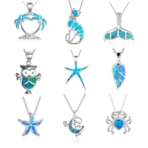 RENSINO Fashion Silver Filled Blue Opal Sea Turtle Pendant Necklace Women Animal Beach Wedding Jewelry Accessory Ecofriendly Classic