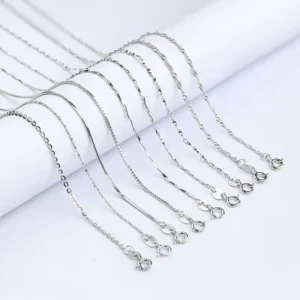 RENSINO Fashion Silver Necklace Jewelry 925 Sterling Silver Necklace Set Gold Plated Chain Necklace Custom Jewelry Women