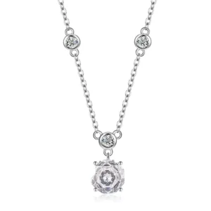RENSINO Fashion Silver Plated Flower Pendant Multiple Color Zircon Necklace for Women