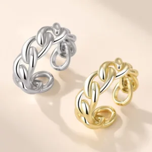 RENSINO Fashion Silver Ring Jewelry for Women 18K Gold Plated 925 Sterling Silver Resizable Wedding Rings Adjustable Rings