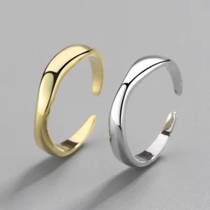 RENSINO Fashion Simple 925 Sterling Silver Couple Rings Adjustable Smooth Plain Open Rings for Men Women Silver Jewelry