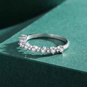 RENSINO Fashion Simple Fine Jewelry S925 Sterling Silver Inlay Diamond Engagement Ring