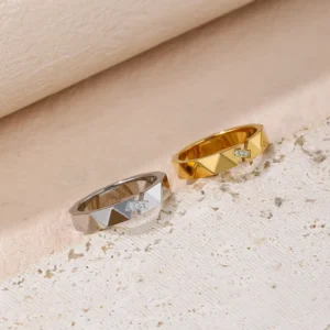 RENSINO Fashion Simple Wedding Cluster Rings Casual Sporty Adjustable Couple Rings Engagement Anniversary Gift Jewelry Zircon Titanium