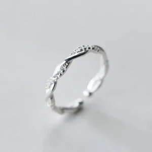 RENSINO Fashion Solid 925 Sterling Silver Twist Rings for Women Simple Silver Rings Jewelry