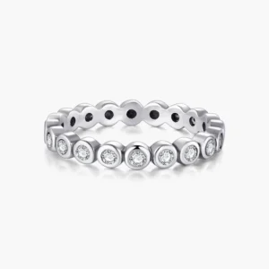 RENSINO Fashion Stackable Rings 925 Sterling Silver Sparkling Round Zircon Eternity Band Rings for Women Engagement Fine Jewelry