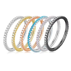 RENSINO Fashion Stackable Rings Sterling Silver 925 Luxury Zircon Engagement Wedding Gold Plated Rings Jewelry