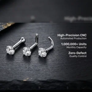 RENSINO Fashion Stainless Steel Piercing Jewelry CZ Zircon Nose Stud Women’s Glamour Body Jewelry Multicolor Curved bar Nose Ring
