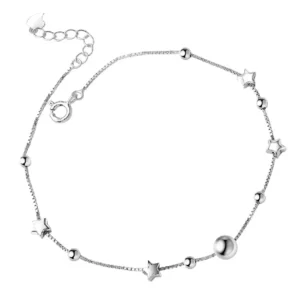 RENSINO Fashion Star Chain for Women Anklet 925 Sterling Silver Anklets Bracelet for Women Foot Jewelry Anklet on Foot