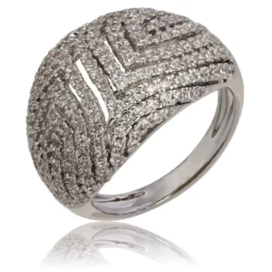 RENSINO Fashion Sterling Silver 925 Unique Design 18K White Gold Plated High Grade Zircon Jewelry Rings
