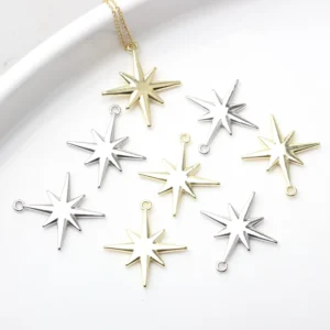 RENSINO Fashion Style Star Shaped Zinc Alloy Pendant Zircon Silver Gold Small Pendant Bracelet Necklace DIY Accessories