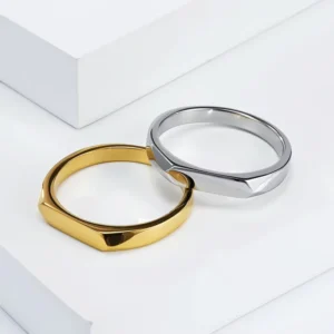 RENSINO Fashion Valentine Gift Adjustable Korean Style Simple Design 925 Stainless Sterling Steel Open Couple Ring