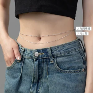 RENSINO Fashion Waist Jewelry Body Chain Sexy 925 Sterling Silver Body Chain for Women