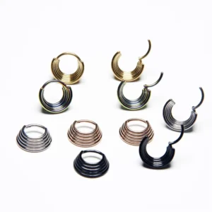 RENSINO Fashion Woman Body Piercing Jewelry Multilayer Ring 316L Stainless Steel Jewelry Clicker Septum Nose Ring