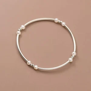 RENSINO Fashion Women Bracelet Beads For Jewelry Making 925 Sterling Silver Bracelet Pearl Bracelet Elastic