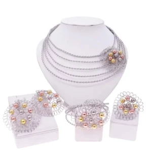RENSINO Fashion Women Jewelry Set Silver Brazilian Jewelry Sets Factory Necklace Earrings Jewelry Sets for Women
