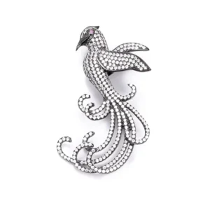 RENSINO Fashion Women Silver 925 Zircon Brooch Jewelry Animal Parrot Brooch