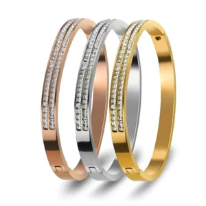 RENSINO Fashion Women’s Jewelry Gift Bracelet Bangle Charms Non Oxidizable Gold Plated Stainless Steel Bracelet