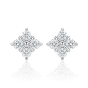 RENSINO Fashion Zircon Stone Four Leaf Clover Design Dainty Stud Earrings 925 Sterling Silver Jewelry For Women