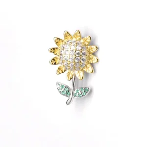 RENSINO Fashion Zircon Sunflower Brooch 925 Sterling Silver Brooch Pin Daily Wear Matching Piece for Women