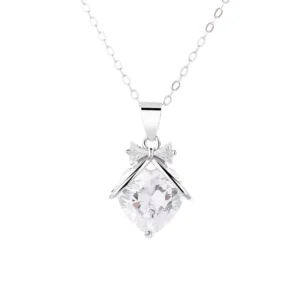 RENSINO Fashionable 925 Sterling Silver Bow Pendant Design Valentine Gift Charm Jewelry Pendant Necklaces