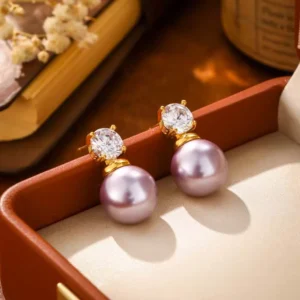 RENSINO Fashionable Copper Stud Earrings 925 Silver Needle Zircon Pearls Trendy Geometric Gold Plated Women’s Luxury Gift