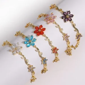 RENSINO Fashionable Cute and Sweet Countryside Style Alloy Bangle Love Flower Bangle Women’s Valentine’s Day Gift Layering