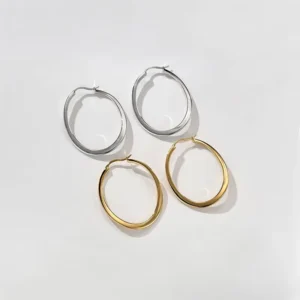 RENSINO Fashionable Gold Plated 925 Sterling Silver Classic Irregular Hoop Earrings for Women Valentine’s Day Gift Jewelry
