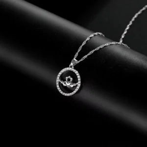 RENSINO Fashionable Silver Crystal Crown Pendant High Quality Fashion Jewelry Necklace for Women