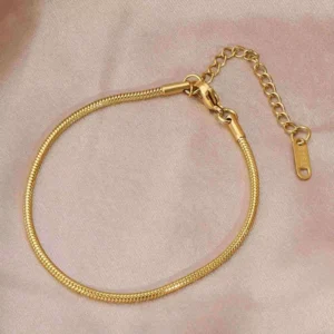 RENSINO Fashionable Stainless Steel Snake Chain Bracelet Tarnish Geometric Design DIY Simple Trendy Anklet Jewelry