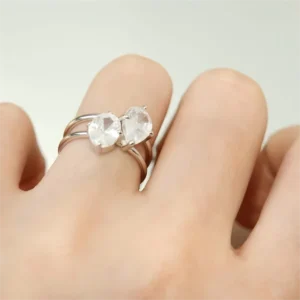 RENSINO Fashionable and Exquisite Women’s Trendy 925 Silver Simple Stone Ring High quality Jewelry