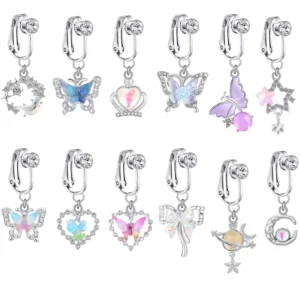 RENSINO Fashionable butterfly Fake Navel Ring a Popular No perforation Navel Clip a Personalized Navel Nail Puncture Accessory