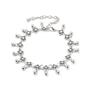 RENSINO Female Fine Jewelry Anklet Metal Silver Beach Bracelet Hip Hop of Ethnic Style Foot Accessories